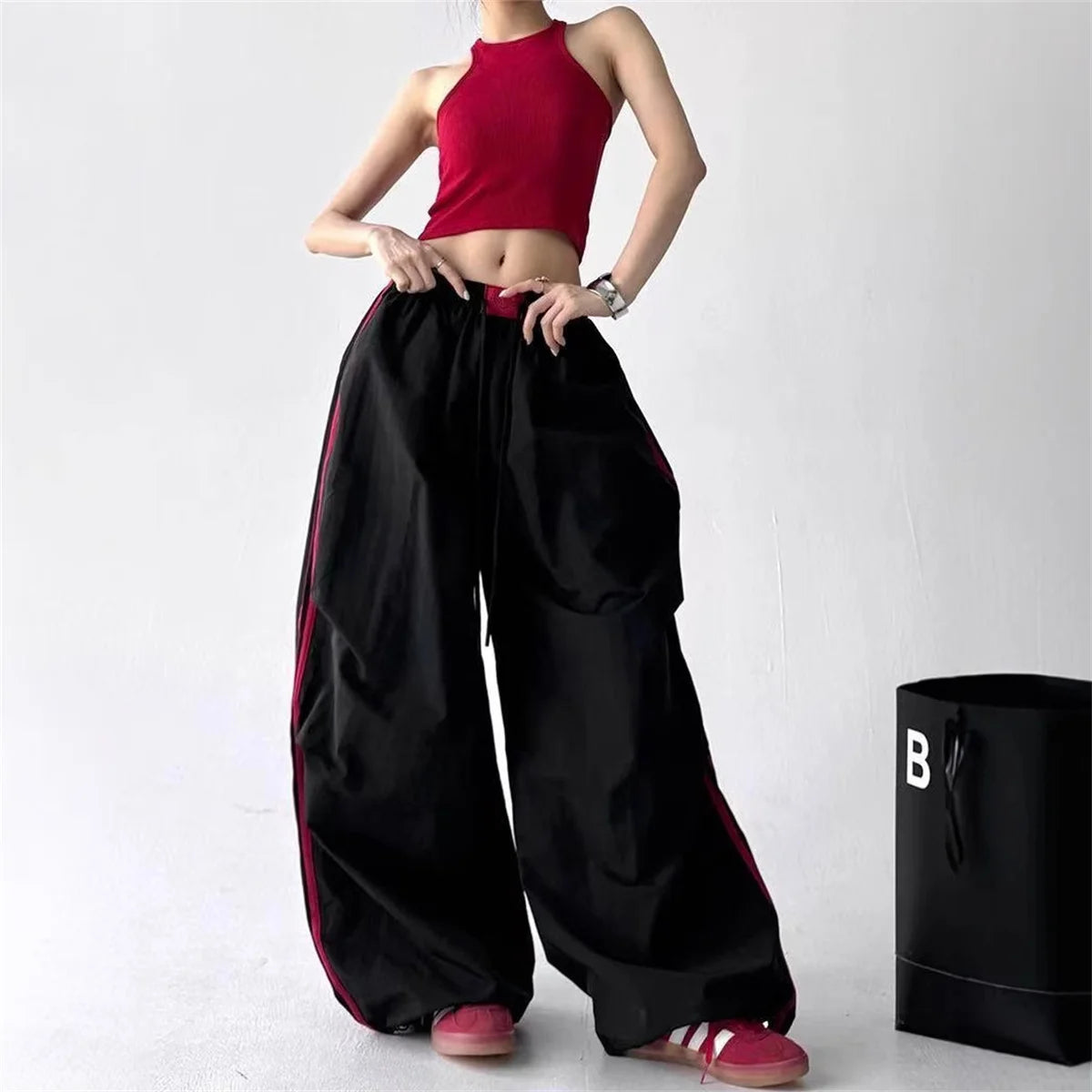 Vintage Wide-Leg Cargo Joggers