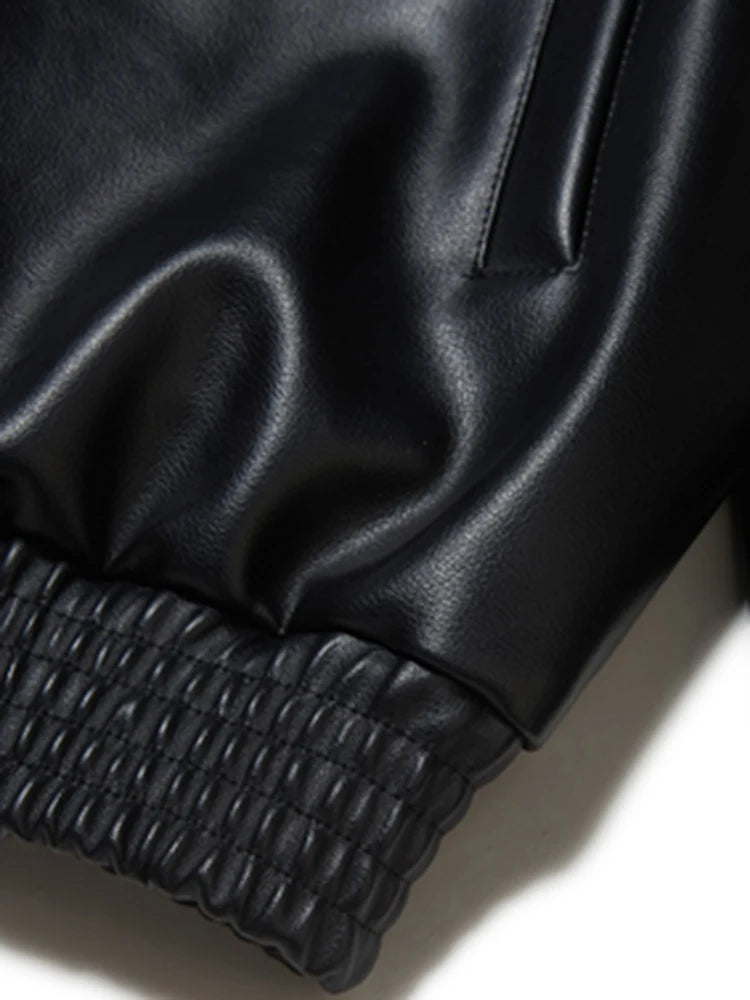Oversized Black Leather Jacket