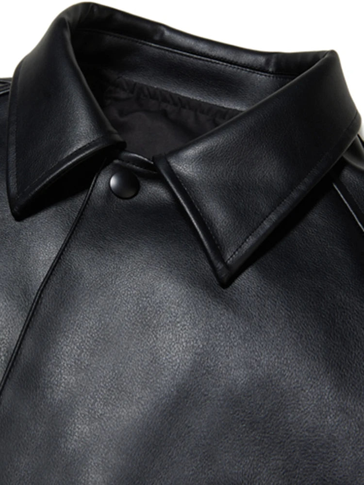 Oversized Black Leather Jacket