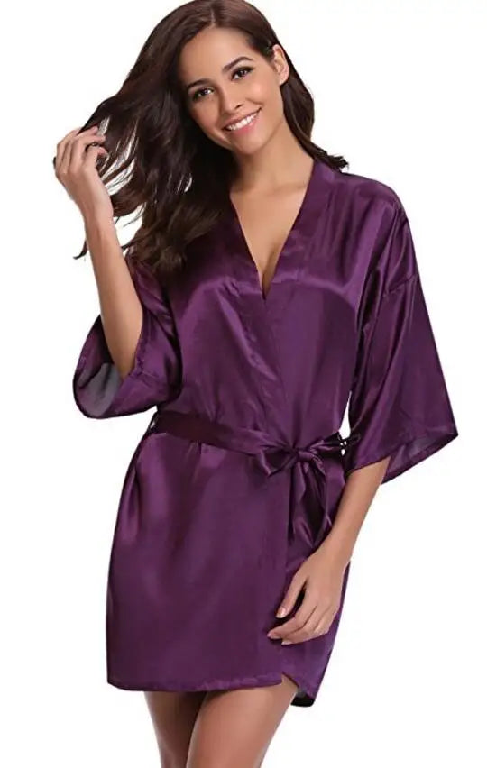 Navy Blue Silk Robe