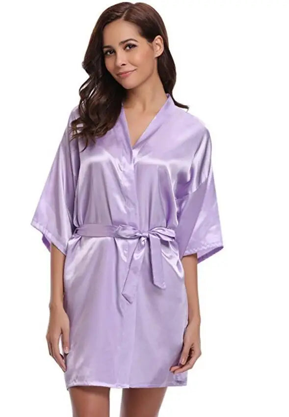 Navy Blue Silk Robe