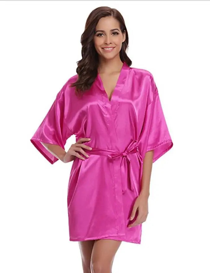 Navy Blue Silk Robe