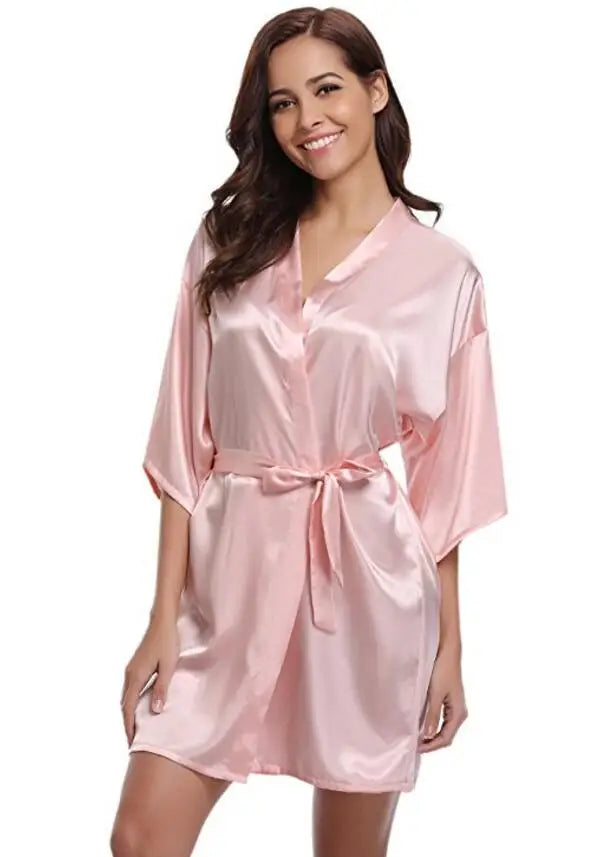 Navy Blue Silk Robe