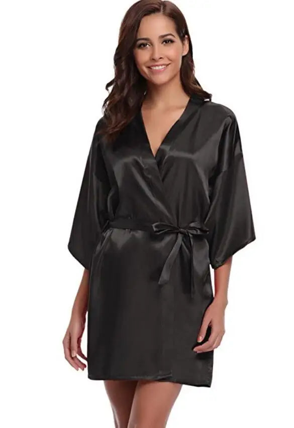 Navy Blue Silk Robe
