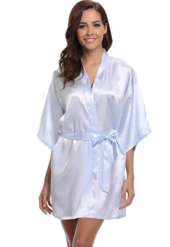 Navy Blue Silk Robe