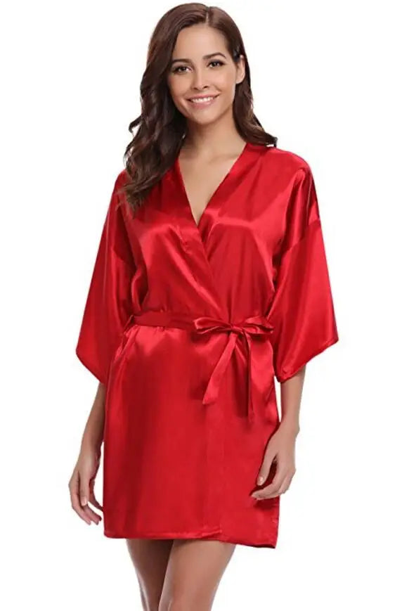 Navy Blue Silk Robe