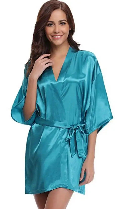 Navy Blue Silk Robe