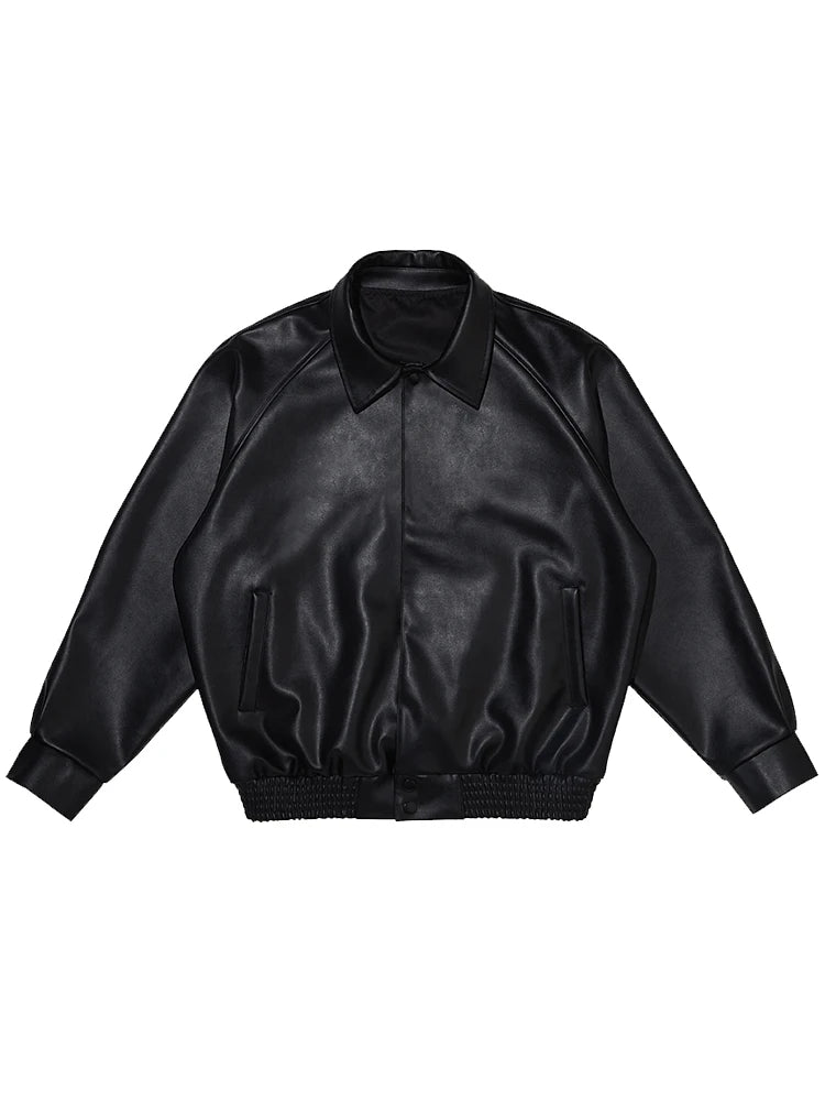 Oversized Black Leather Jacket