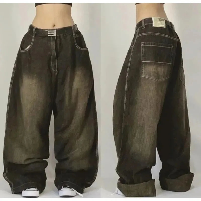 Washed Multi-Pocket Baggy Jeans