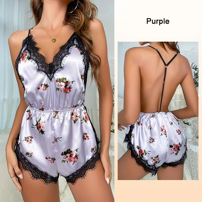 V-Neck One-Piece Pajama