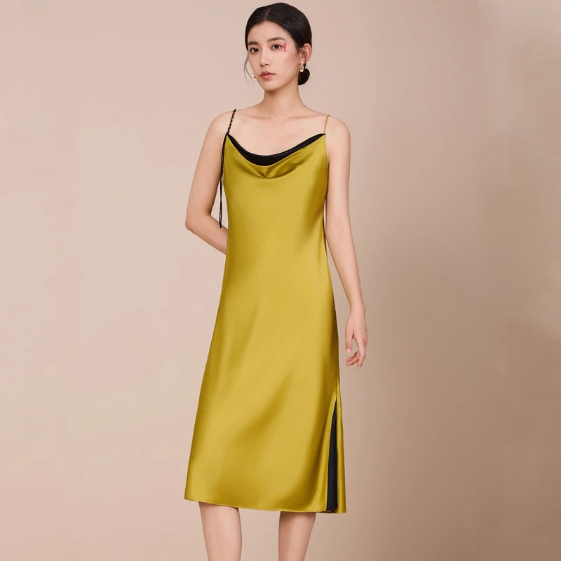 Satin Ruffle Slip Dress