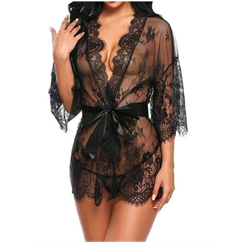 Ribbed Lace Trim Nightdress