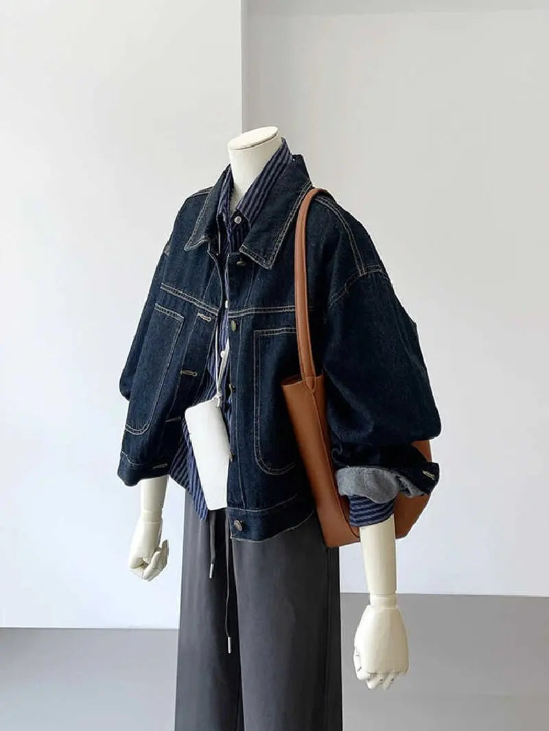 Washed Oversized Denim Workwear Jacket