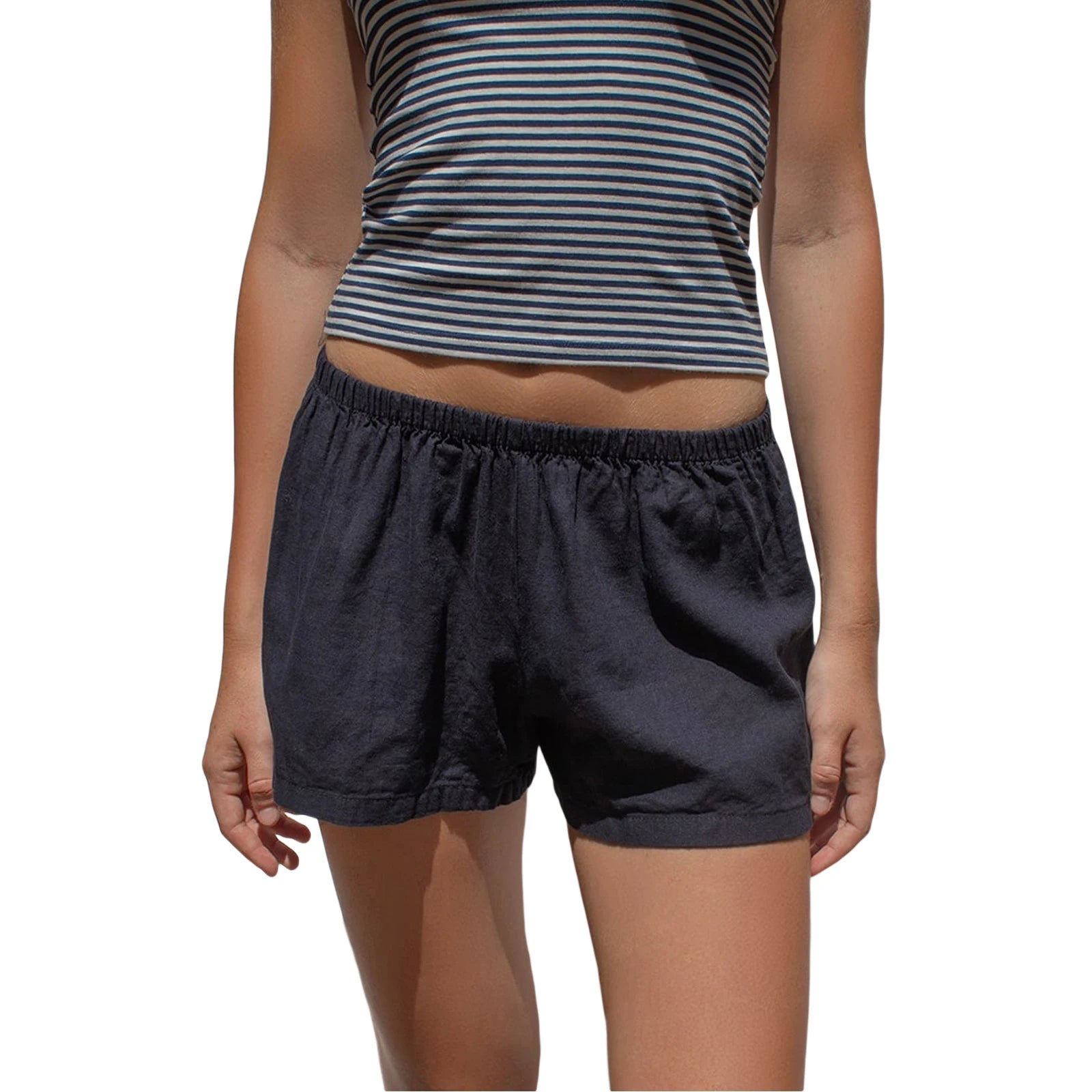 Striped Elastic Lounge Shorts