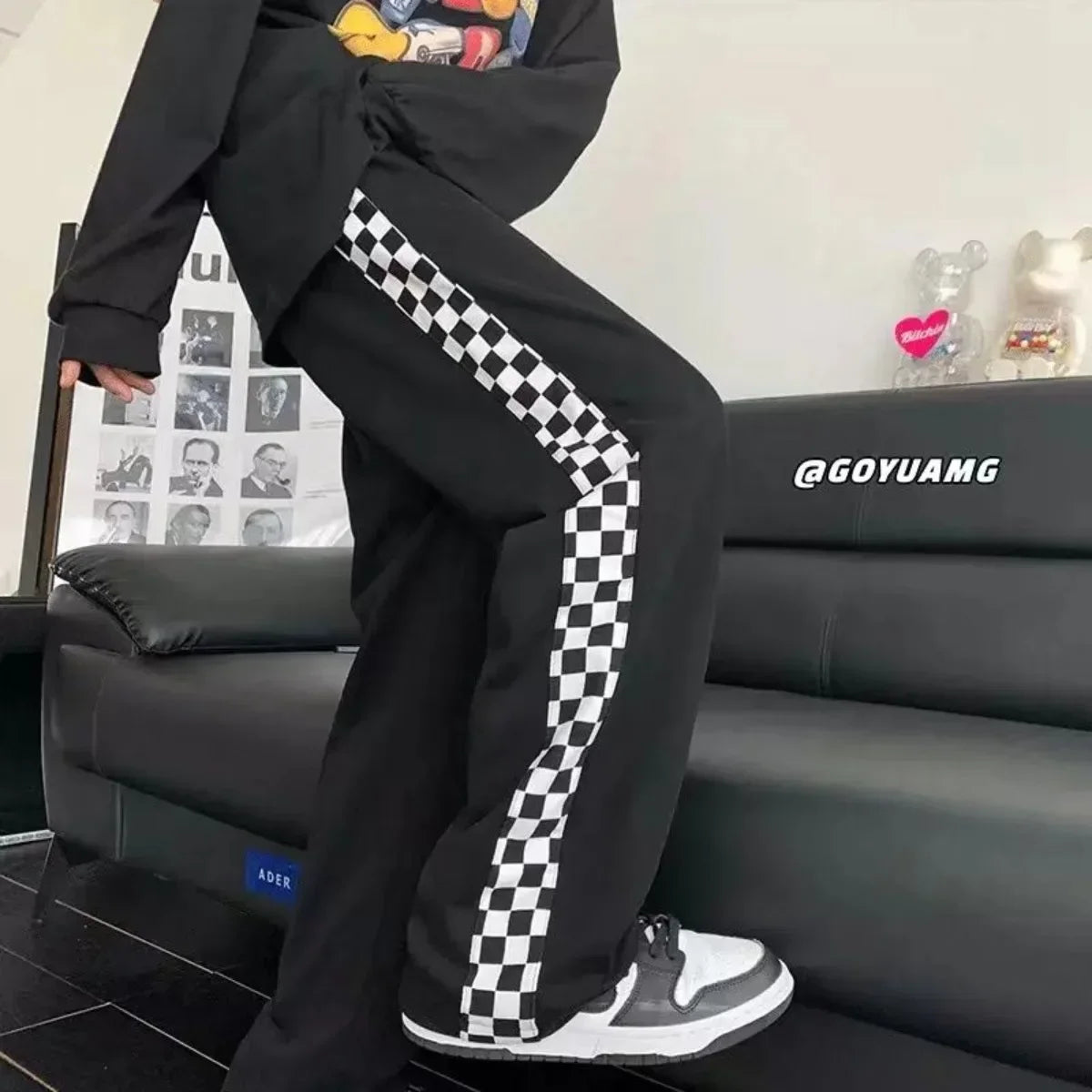 Grid Print Jogger Pants