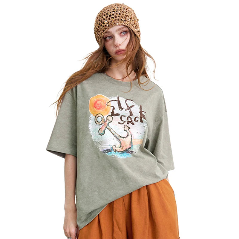 Anchor Print Oversized Tee