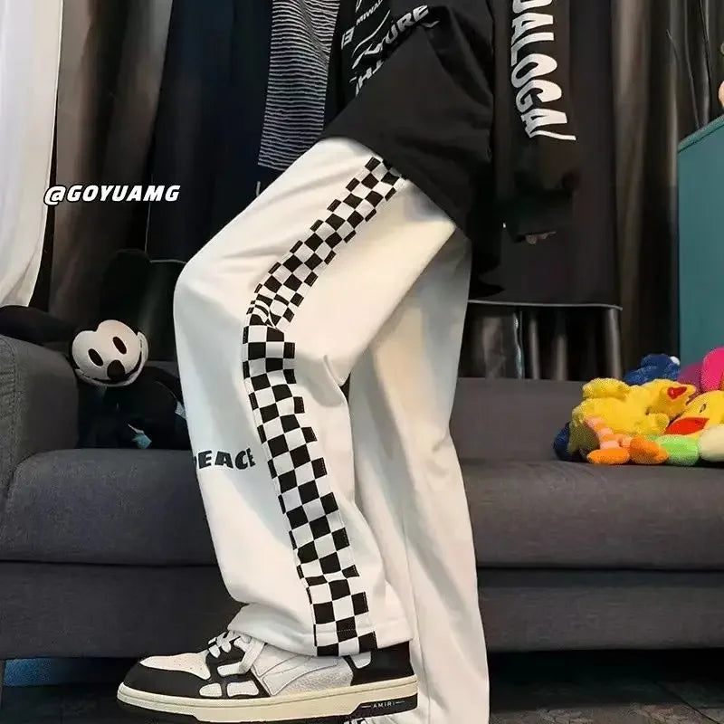 Grid Print Jogger Pants