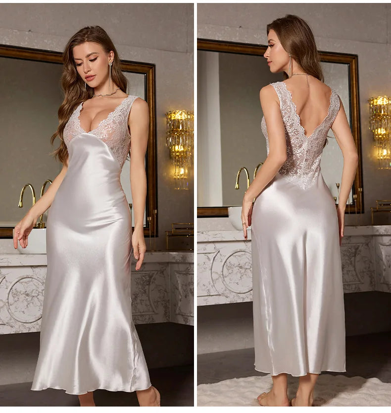 Silk Lace Trim Nightgown