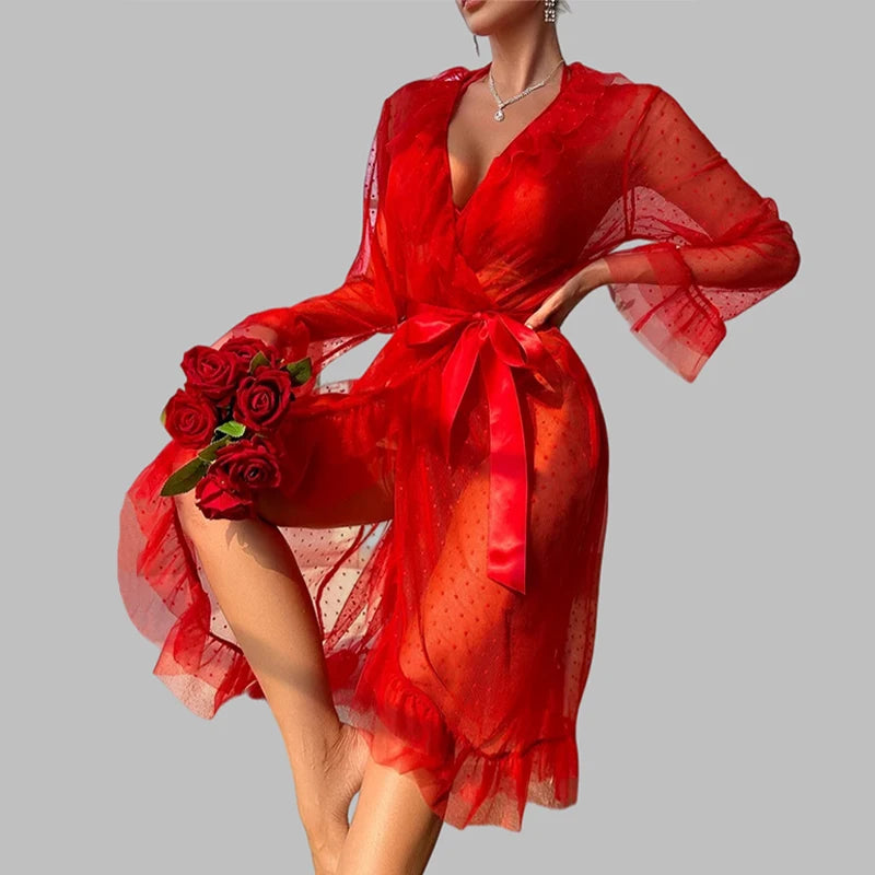 Feather Trim Bridal Robe