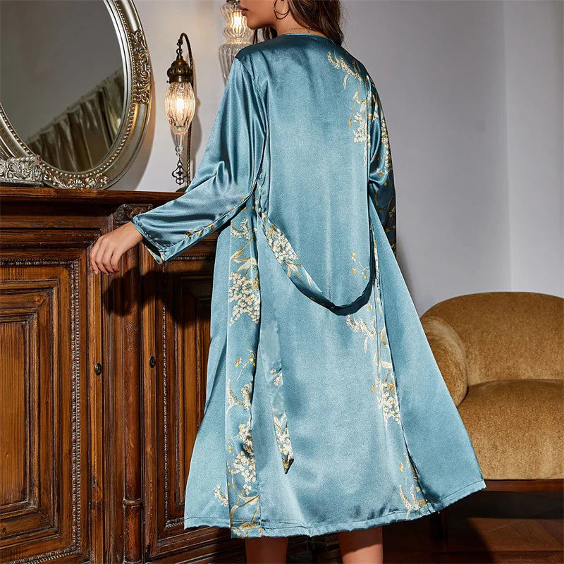 Printed Satin Nightgown Set