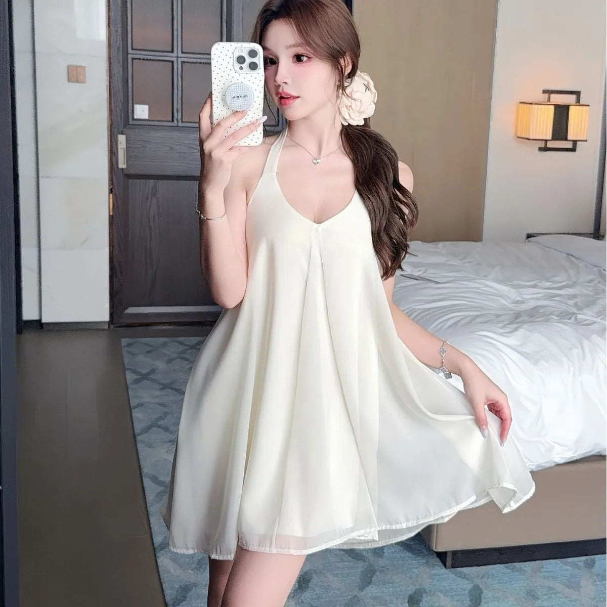 Backless Satin Slip Dress