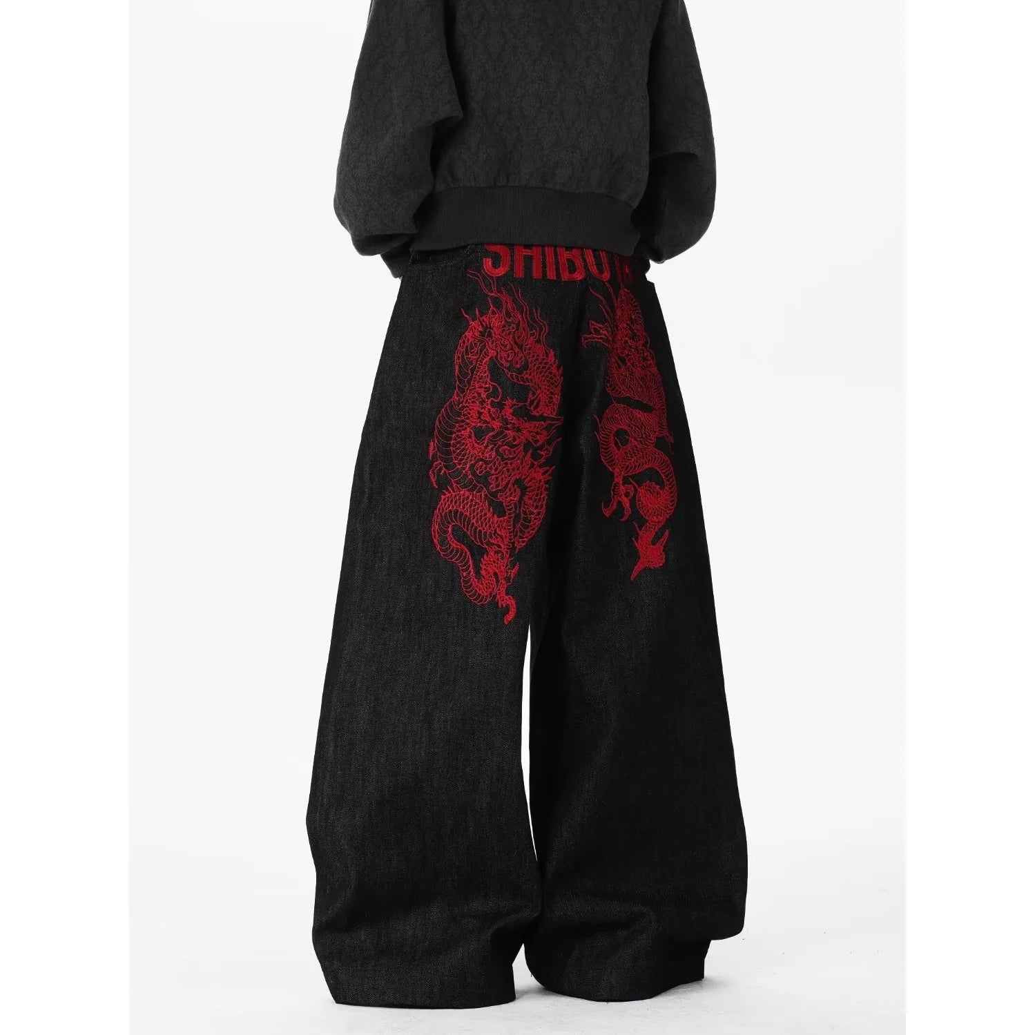 Red Dragon Wide-Leg Jeans