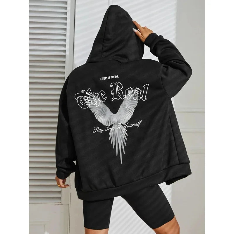 Wings Graphic Zip Hoodie