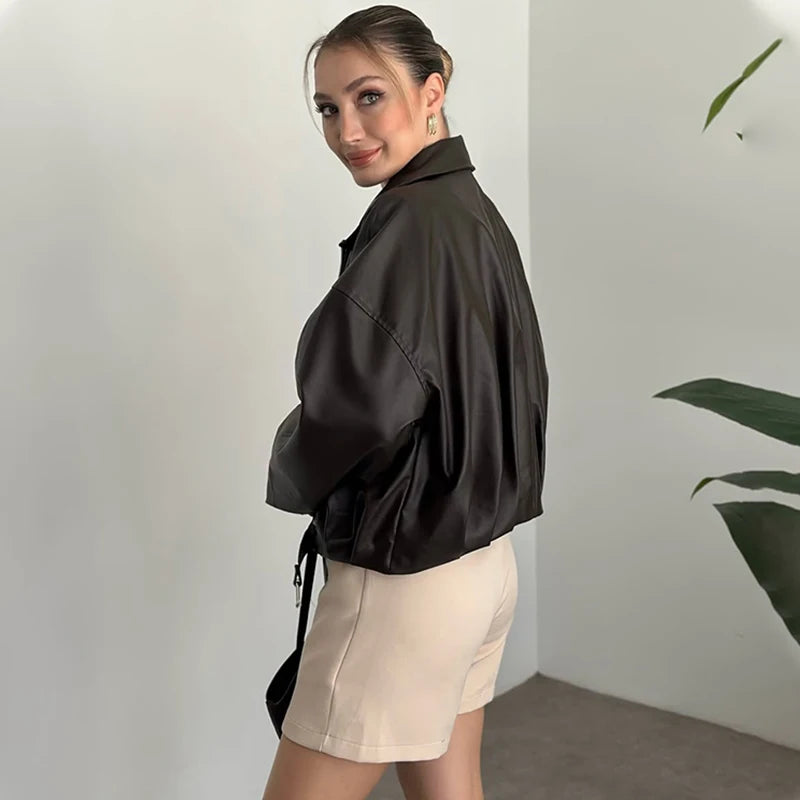 Vintage Faux Leather Bomber