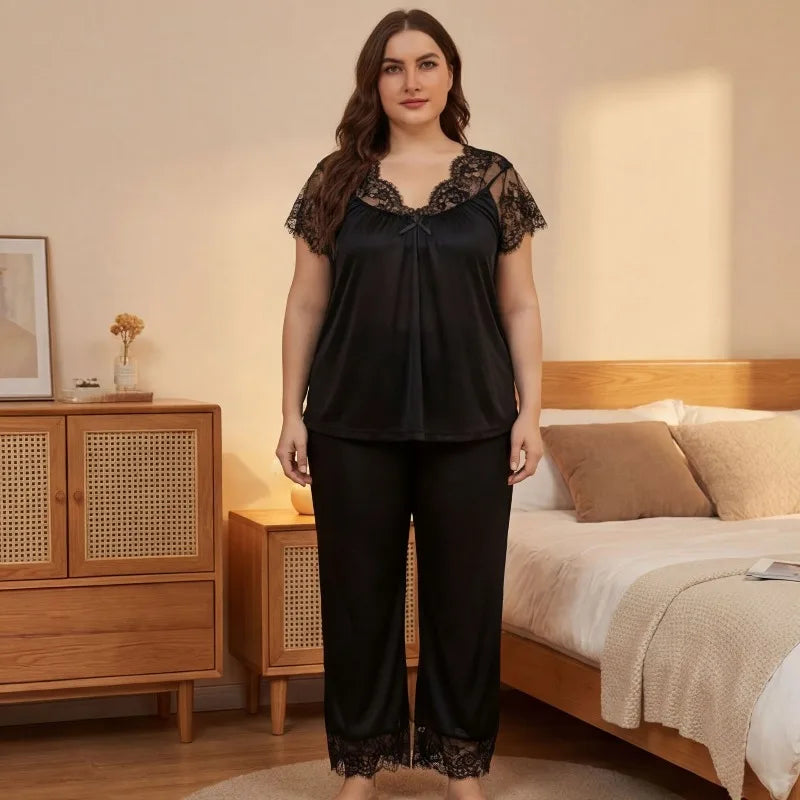 Lace Satin Pajama Set