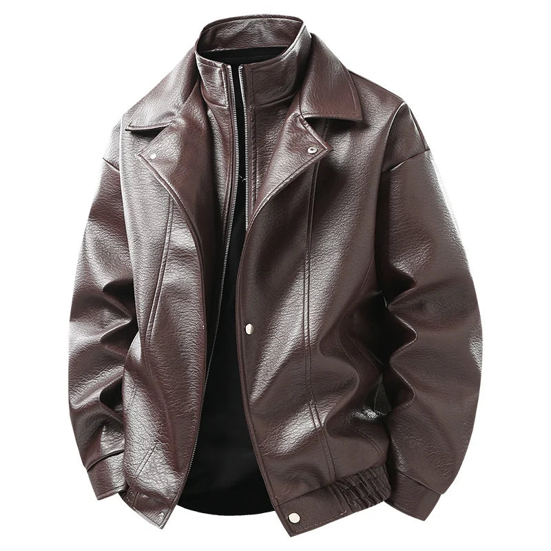 Slim Faux Leather Bomber