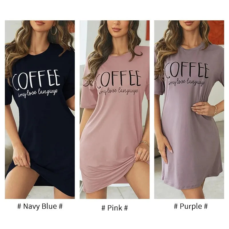 Coffee Letter Print Sleepshirt