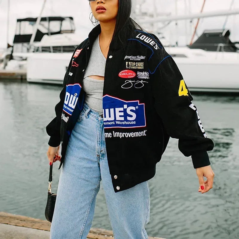 Blue Printed Hip-Hop Jacket