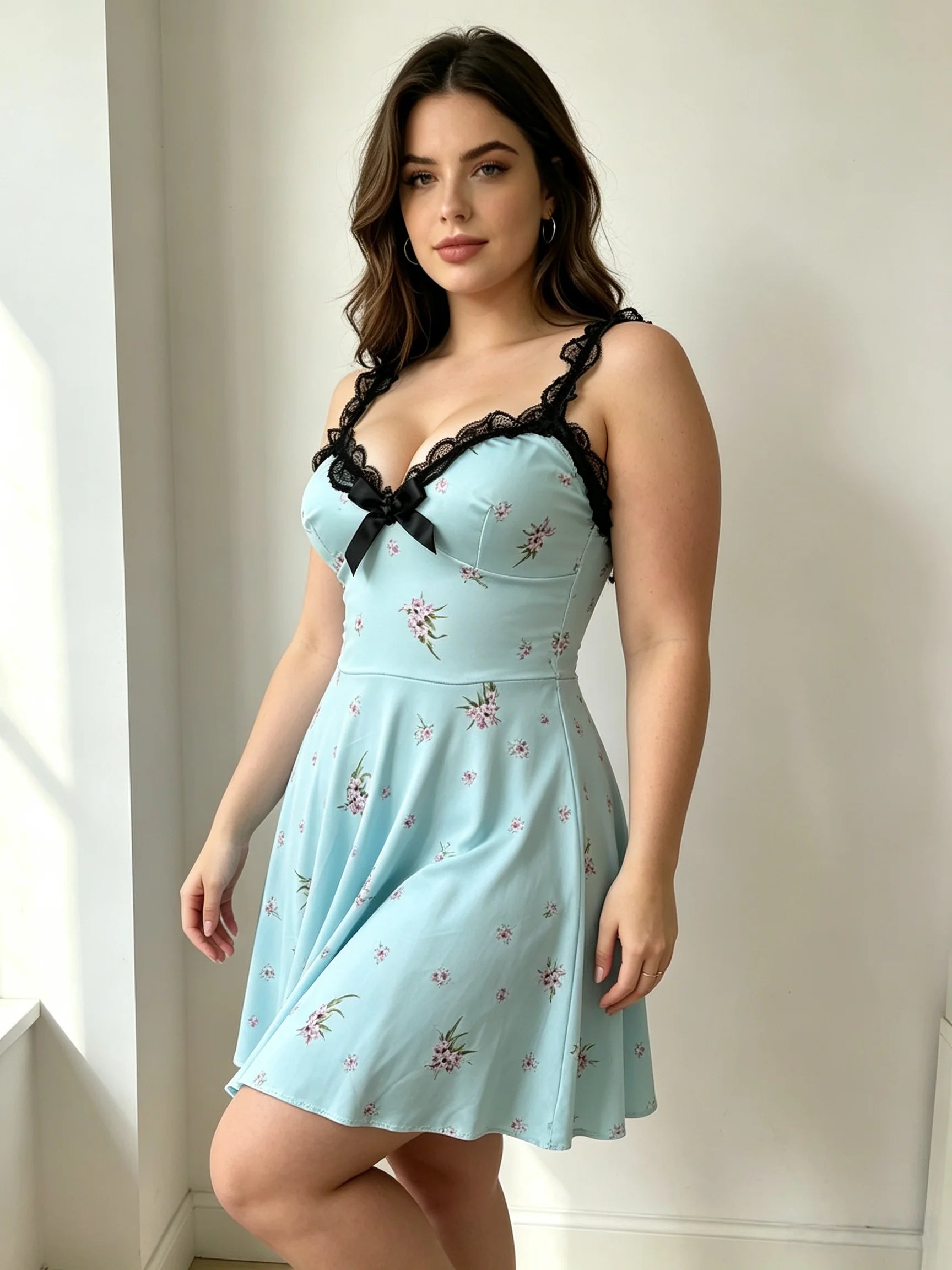 Floral Lace Halter Nightgown