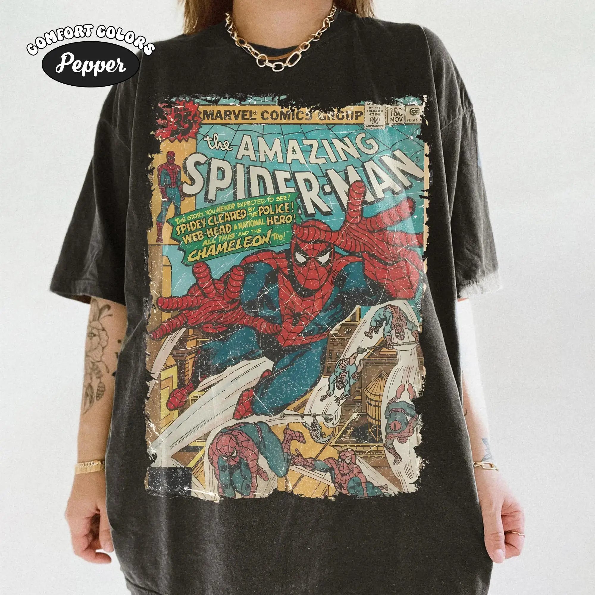 Y2K Retro Spider-Man A Brand New Day City Print Oversized T Shirt Washed Comfort Color Unisex Hip Hop Streetwear Short Sleeve