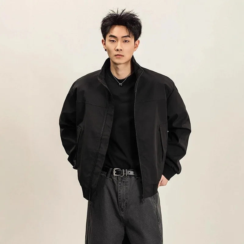 American Coach Jacket Unisex 3 Proof Stand Collar Windbreaker Vintage Outdoor Workwear Flight Coat Autumn Winter Top