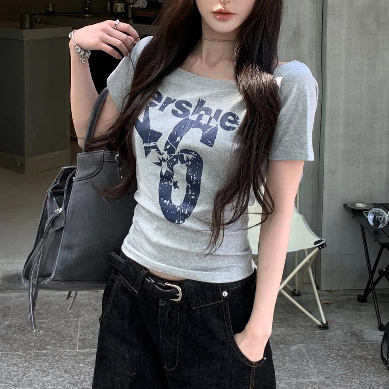 Letter Print Slim Tee