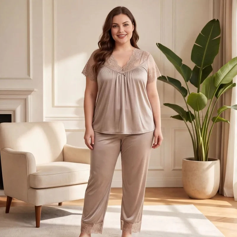 Lace Satin Pajama Set