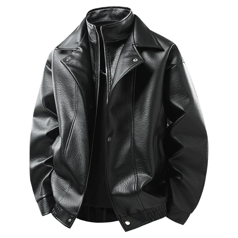 Slim Faux Leather Bomber