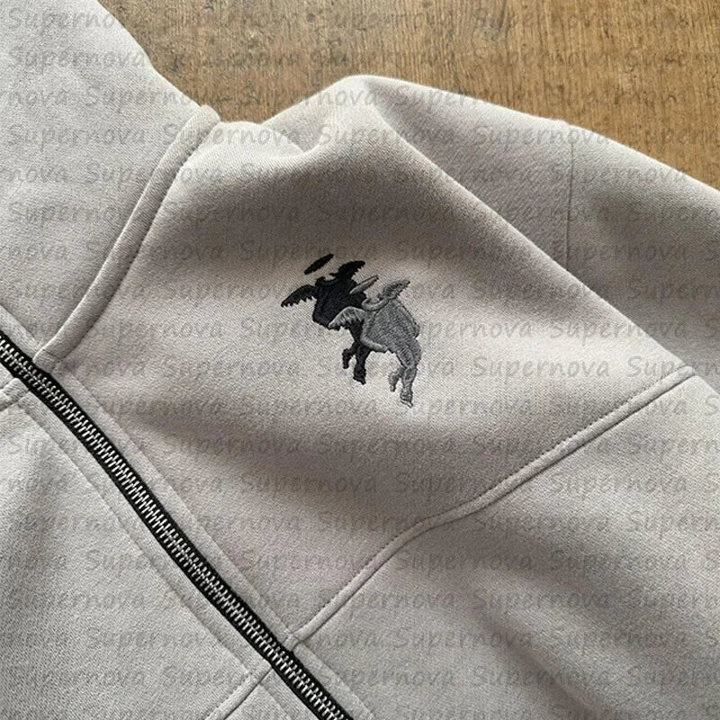 Vintage Pattern Zip Hoodie
