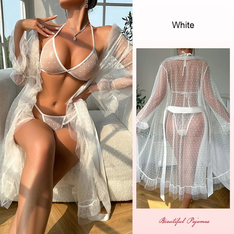 Feather Trim Bridal Robe