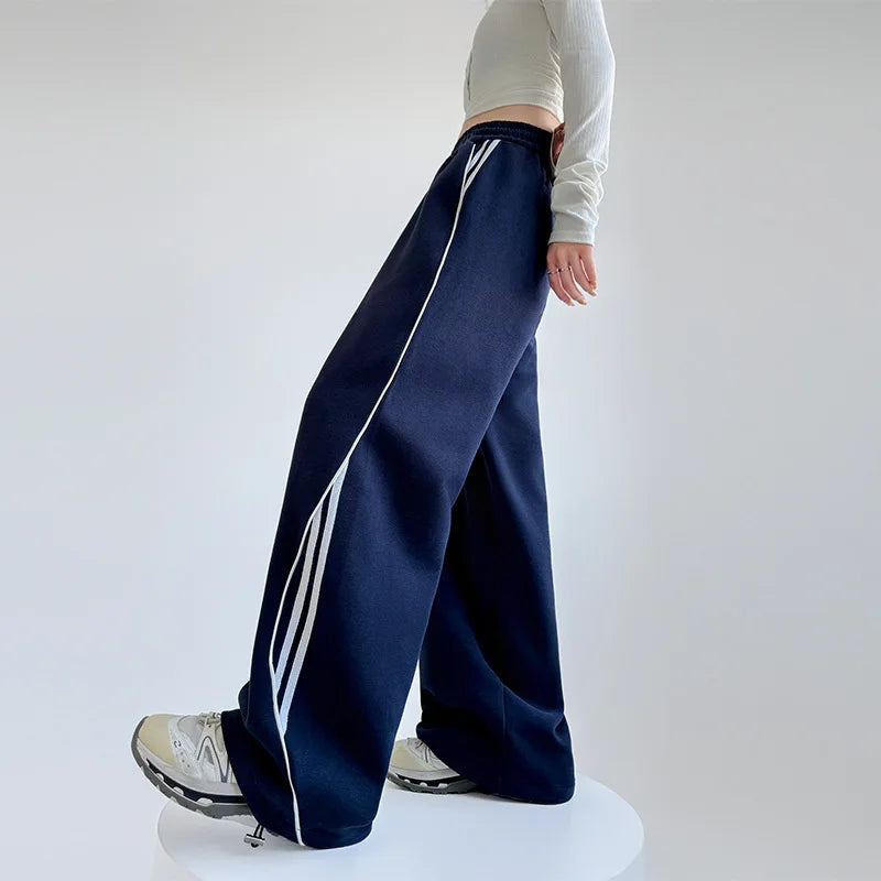 Striped Wide-Leg Sweatpants