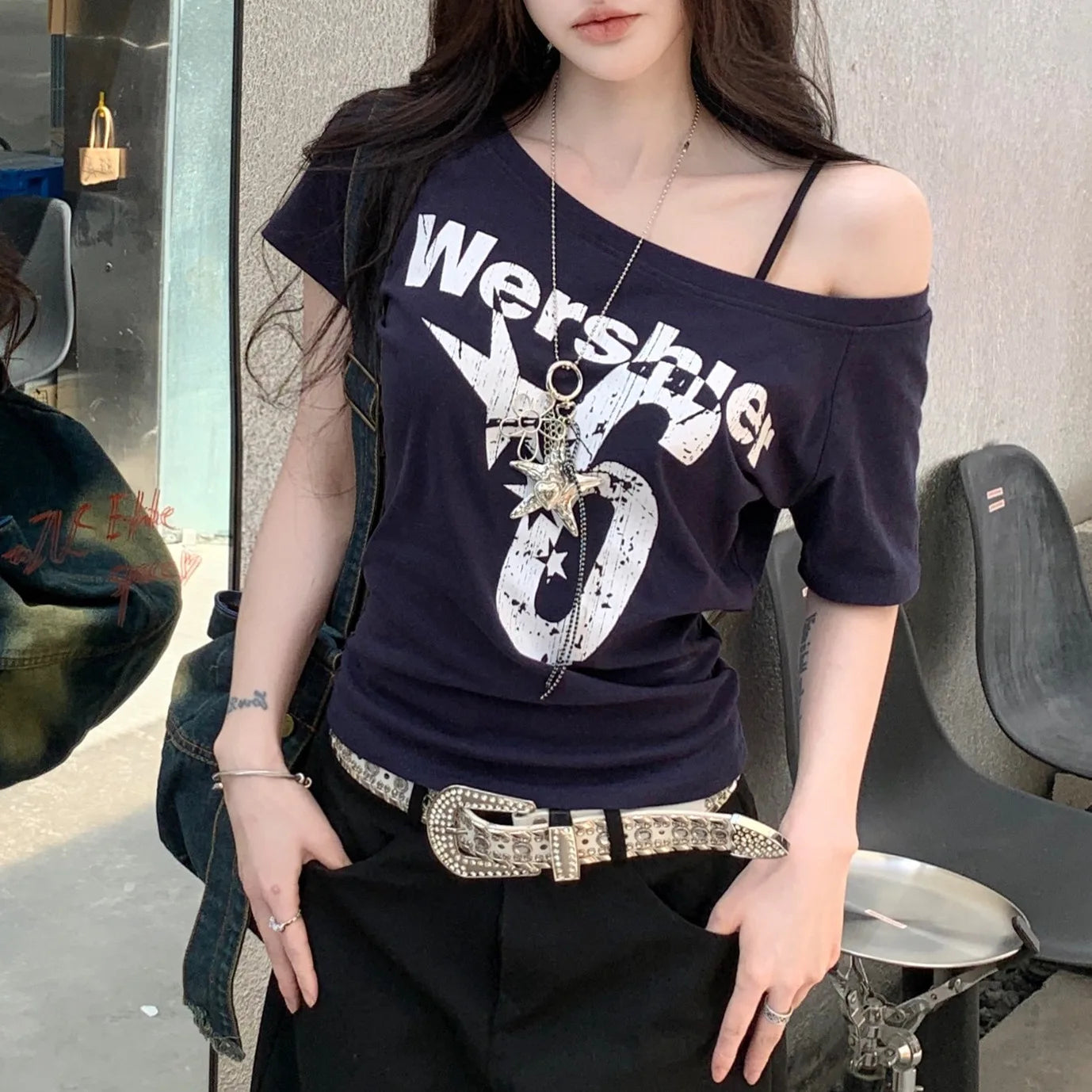 Letter Print Slim Tee