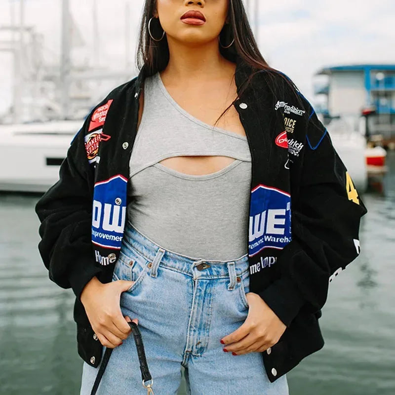 Blue Printed Hip-Hop Jacket