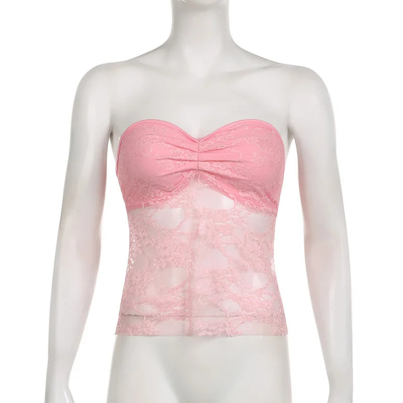 Sheer Lace Tube Top