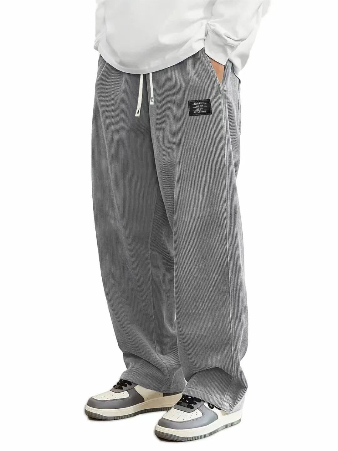 Corduroy Drawstring Straight Pants