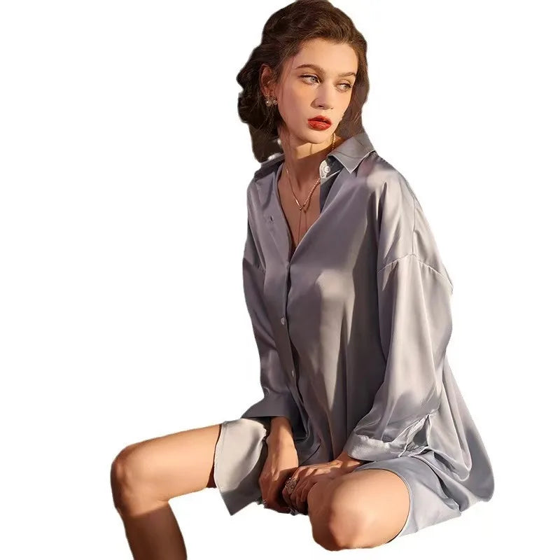 Satin Button Down Sleepshirt