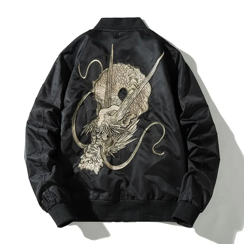 Men Embroidery Bomber Jacket Dragon Chinese Autumn Winter Pilot Jacket Men Hip Hop Coat Male Fashion Rock Youth Streetwear 2019