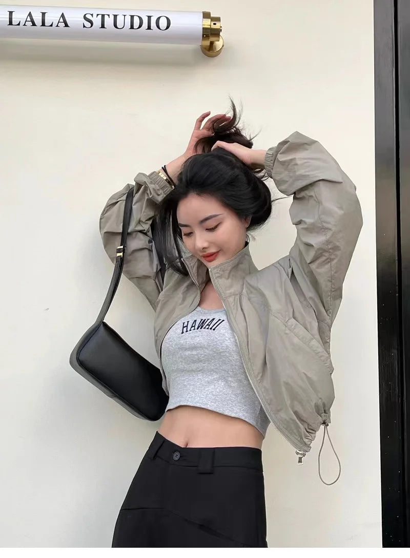 Vintage Cropped Windbreaker Jacket