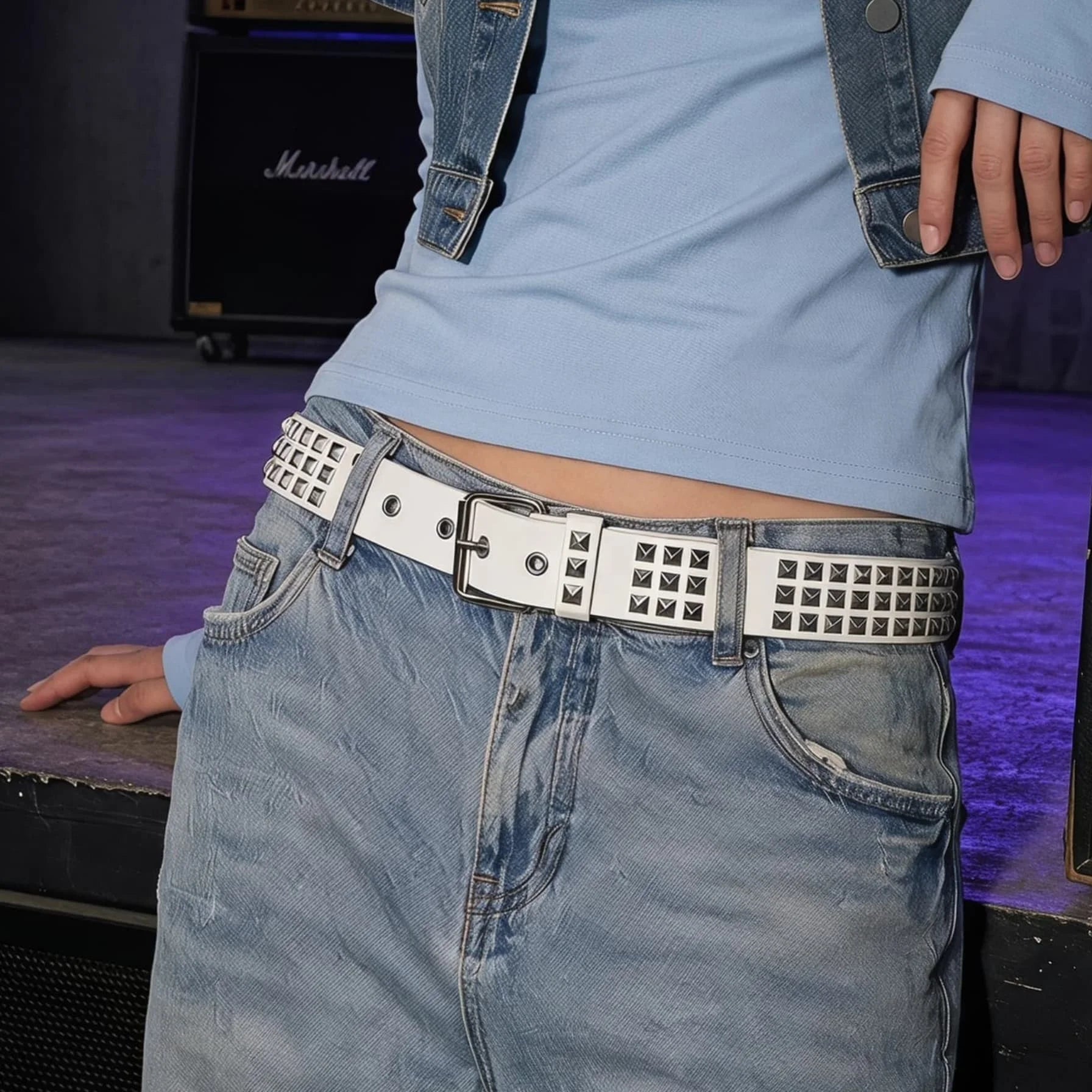 Trend Rivet Belt Heavy Metal Belt Men Women Punk Nightclub Rock Style Belt Jeans Belt Y2K Belt Fashion Decoration Women' Belt
