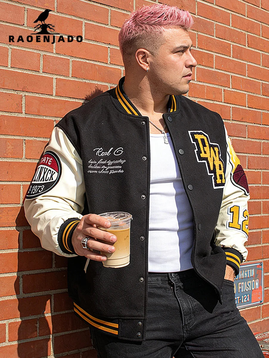Faux Leather Varsity Jacket